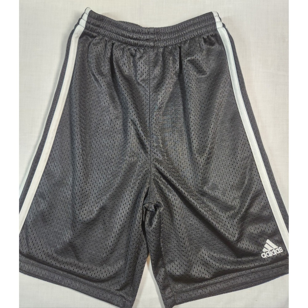 Adidas Boys'‎ Active Mesh black with 3 white side stripes Shorts, size 7X